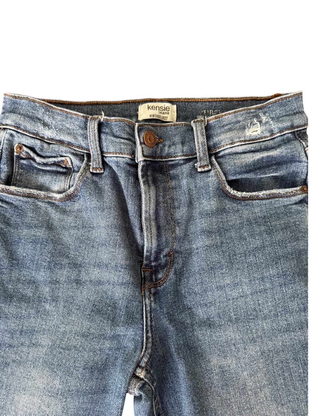 Kensie Vintage Luxe High Rise Skinny Jeans Size 6/28 Raw Hem Light Wash Denim